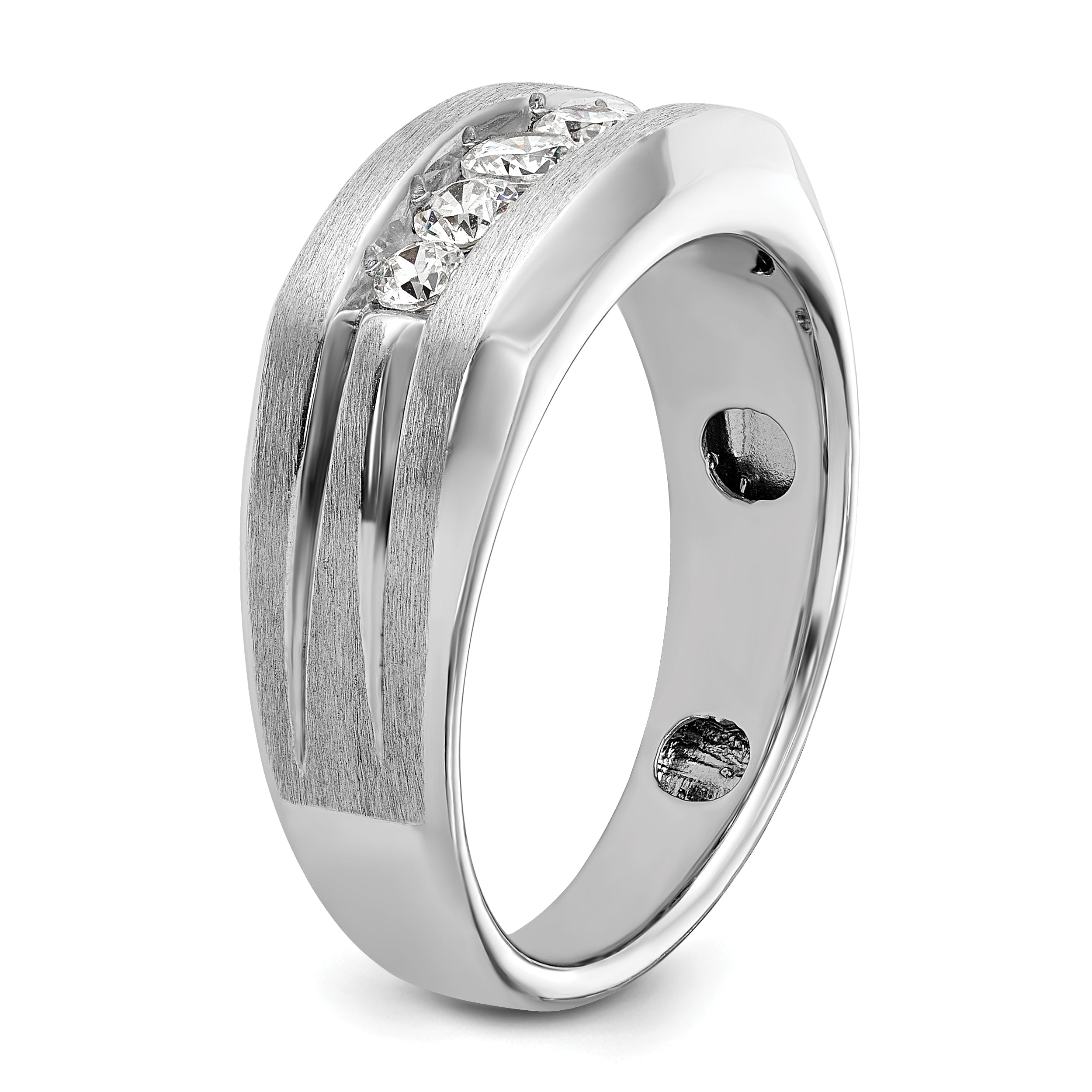 14k White Gold Men's Polished and Brushed 5-Stone 1/2 Carat AA Quality Diamond Ring - Sophia Jewelers