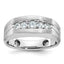 14k White Gold Satin and Grooved Five Stone Men's Ring Mounting, Mounting Only - Sophia Jewelers
