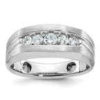 14k White Gold Men's Polished and Brushed 5-Stone 1/2 Carat AA Quality Diamond Ring - Sophia Jewelers