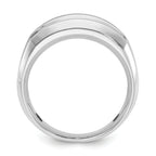 10k White Gold Men's Polished Satin and Grooved 5-Stone 1 Carat A Quality Diamond Ring