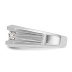 14k White Gold Men's Polished Satin and Grooved 5-Stone Ring Mounting, Mounting Only - Sophia Jewelers