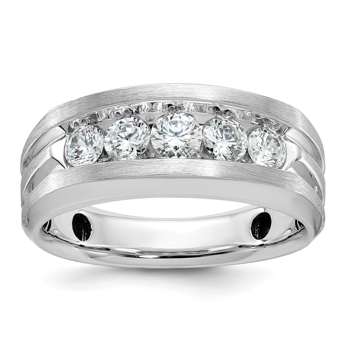 14k White Gold Men's Satin Finish Lab Grown VS/SI FGH Dia Complet - Sophia Jewelers