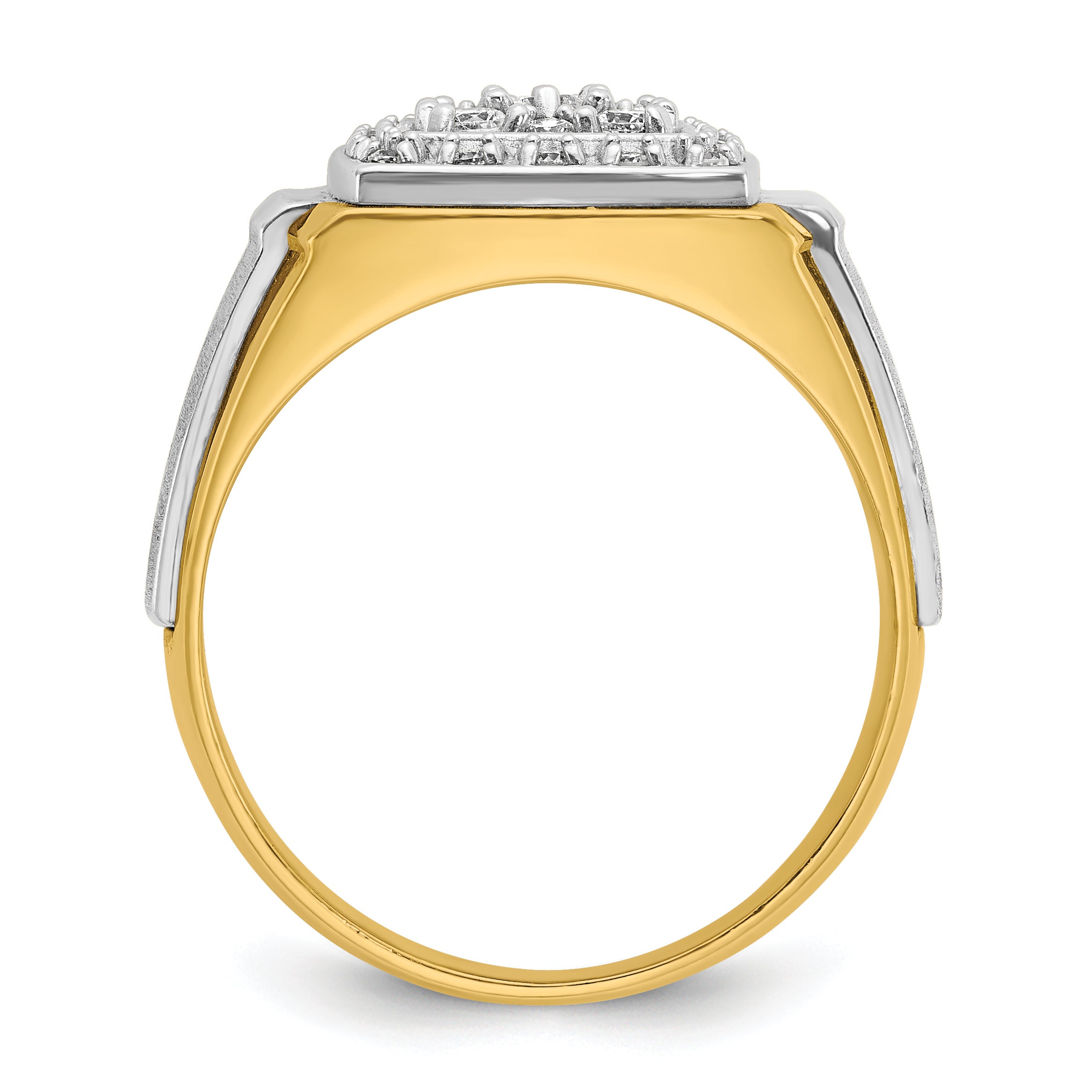 10k Two-tone Men's Polished and Satin 1/2 Carat A Quality Diamond Ring
