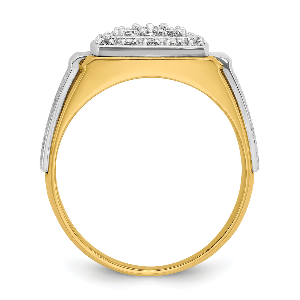 10k Two-tone Men's Polished and Satin 1/2 Carat A Quality Diamond Ring