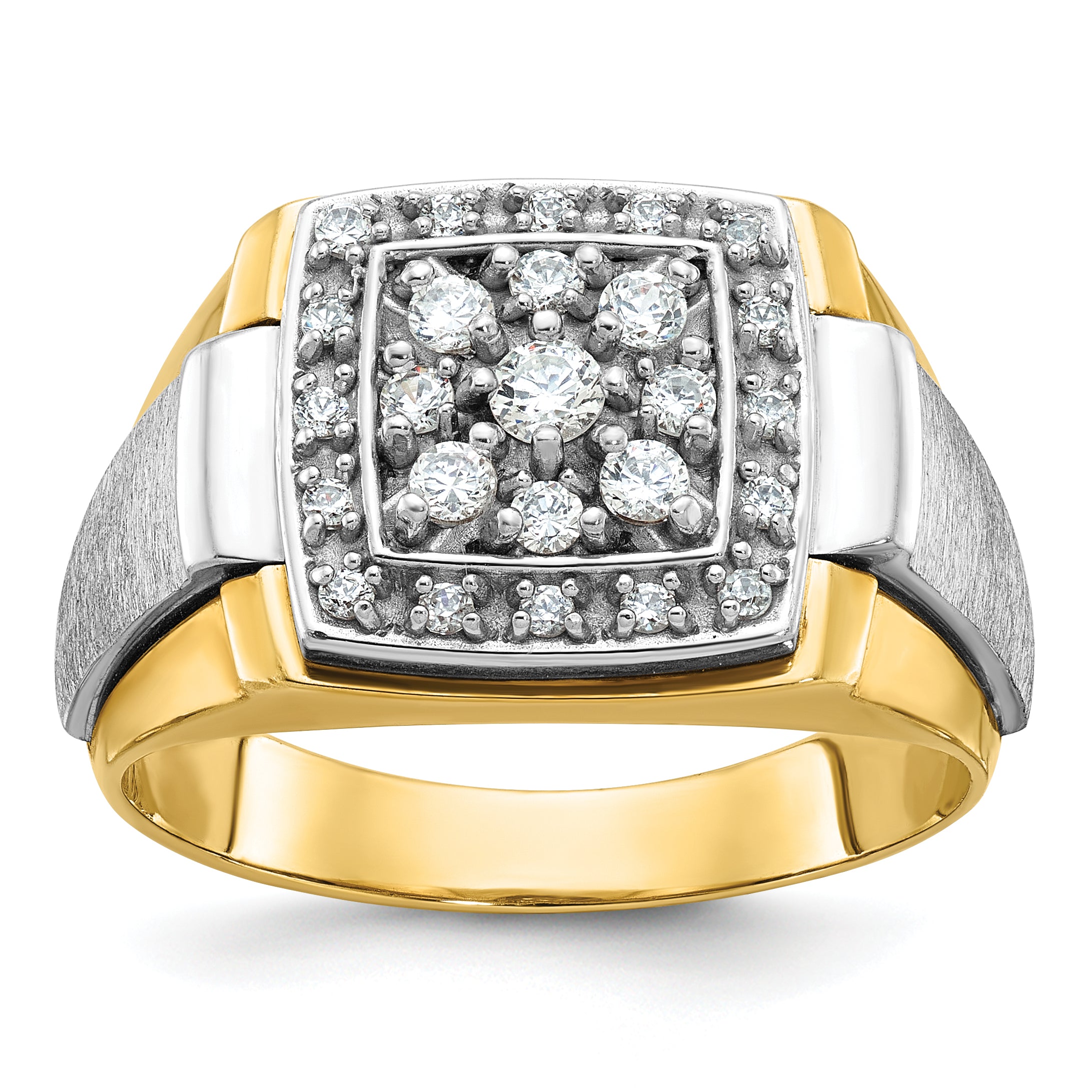 10k Two-tone Men's Polished and Satin 1/2 Carat A Quality Diamond Ring