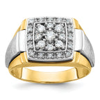 10k Two-tone Men's Polished and Satin 1/2 Carat A Quality Diamond Ring