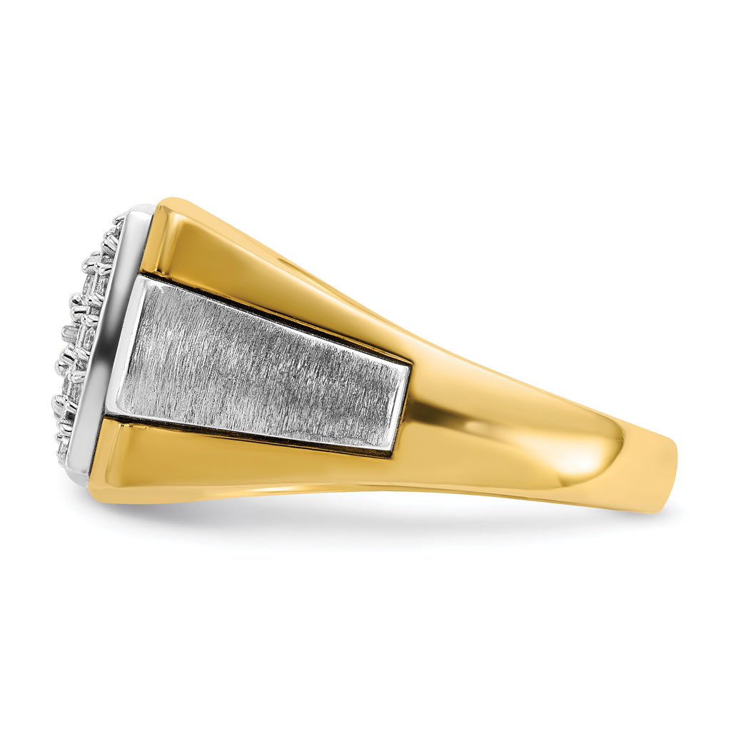 14k Two-tone Mens Polished and Satin Square Cluster Ring Mounting, Mounting Only - Sophia Jewelers