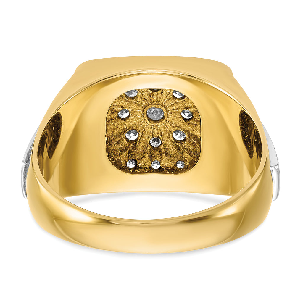 14k Two-tone Mens Polished and Satin Square Cluster Ring Mounting, Mounting Only - Sophia Jewelers
