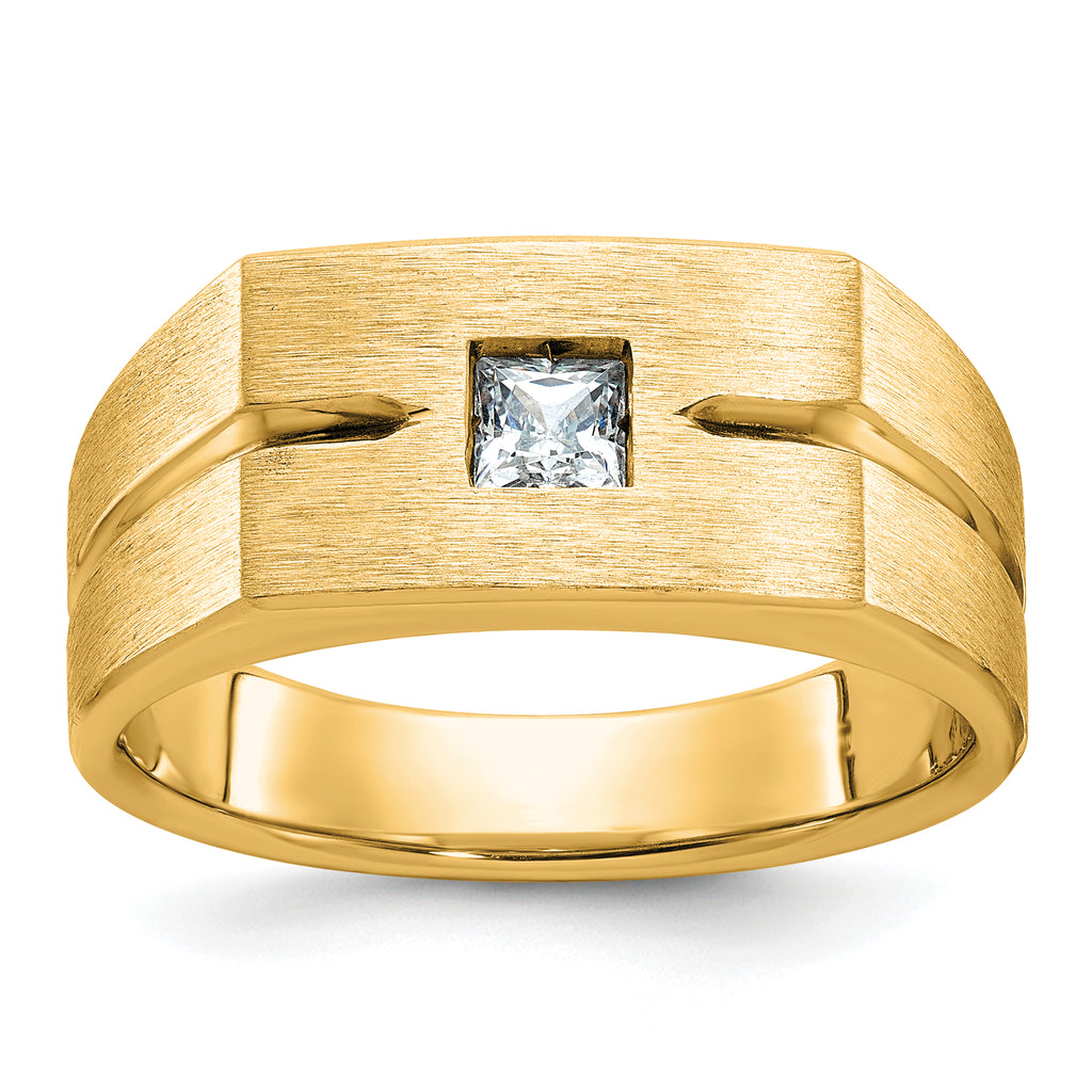 10k Men's Polished and Satin Diamond Complete Ring