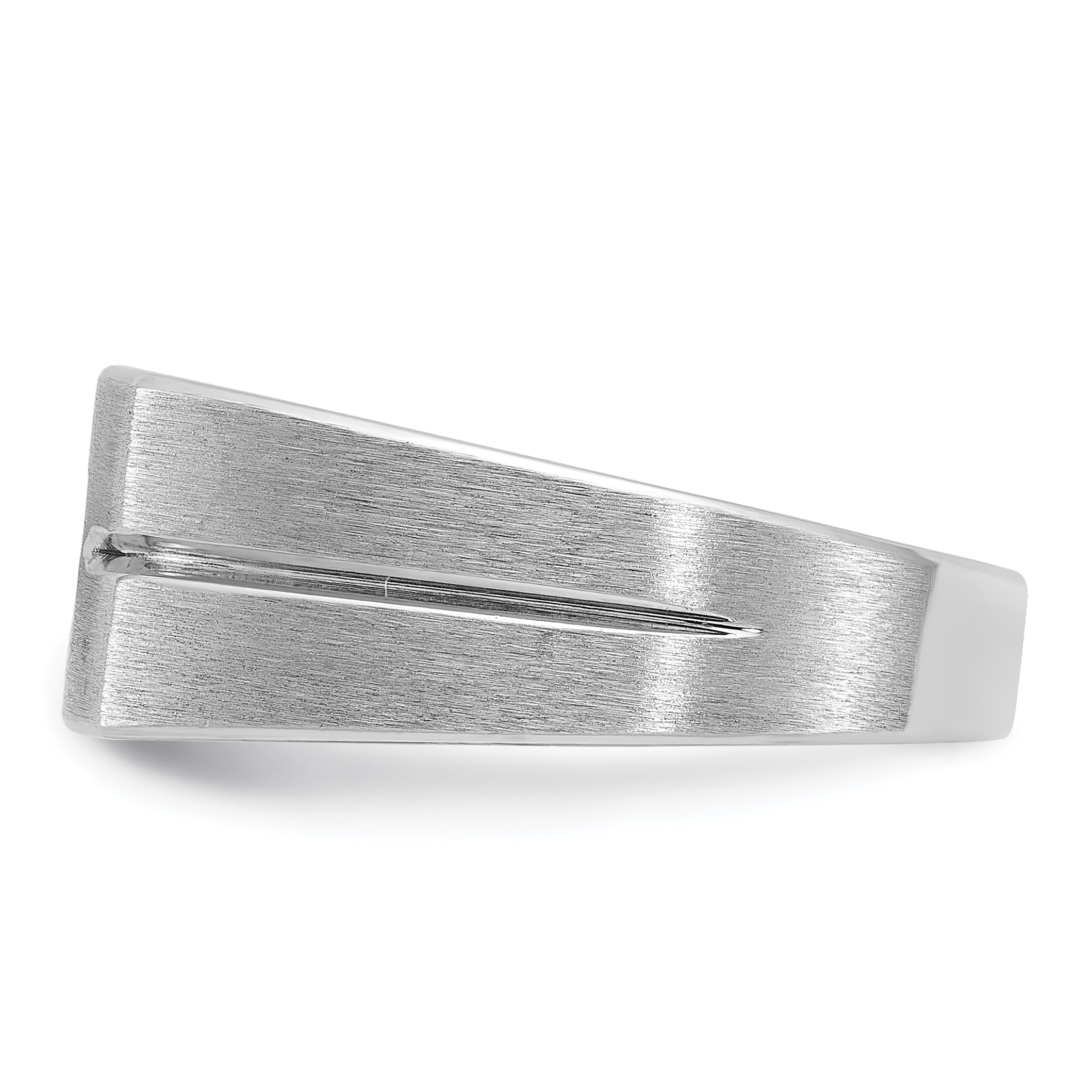 14k White Gold Mens Polished and Satin Diamond Ring Mounting, Mounting Only - Sophia Jewelers