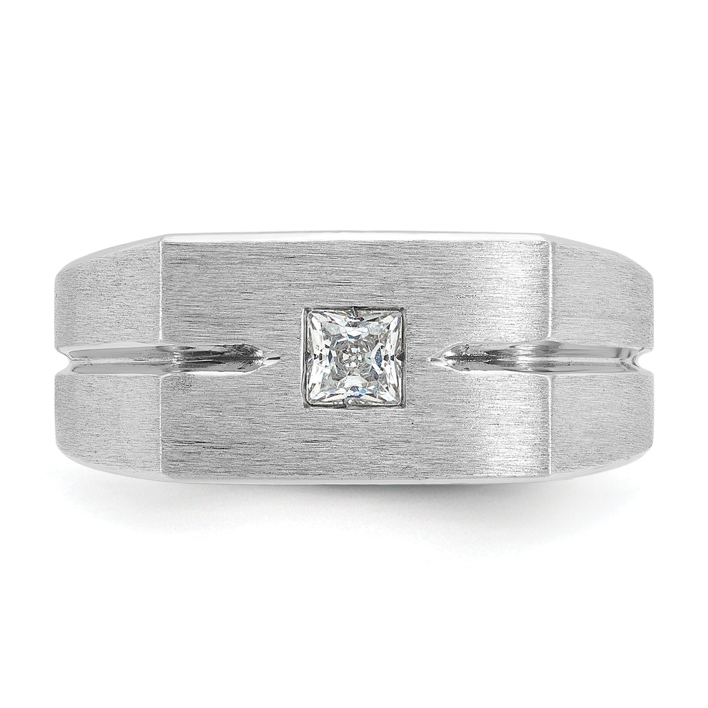 14k White Gold Mens Polished and Satin Diamond Ring Mounting, Mounting Only - Sophia Jewelers