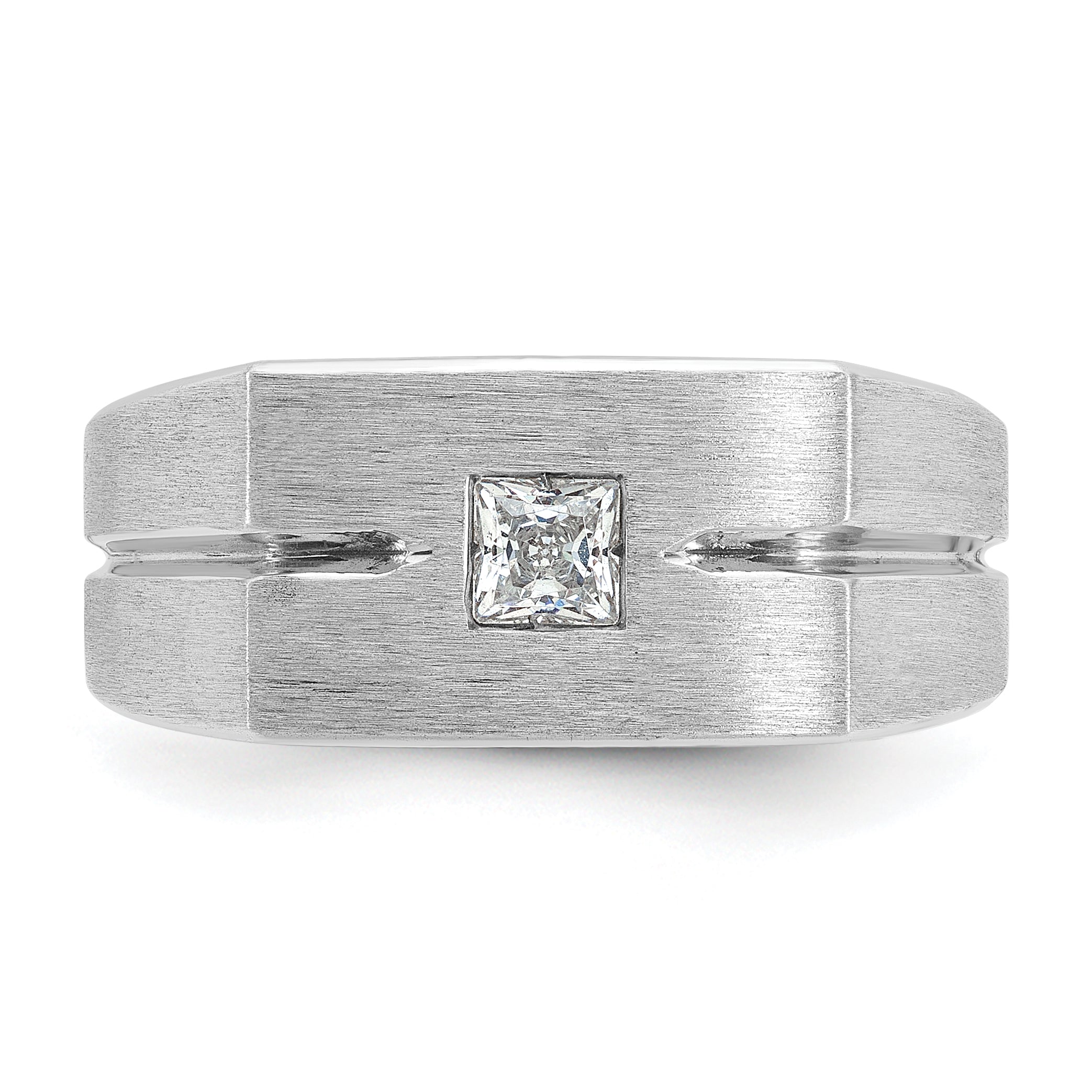 14k White Gold Mens Polished and Satin Diamond Ring Mounting, Mounting Only - Sophia Jewelers