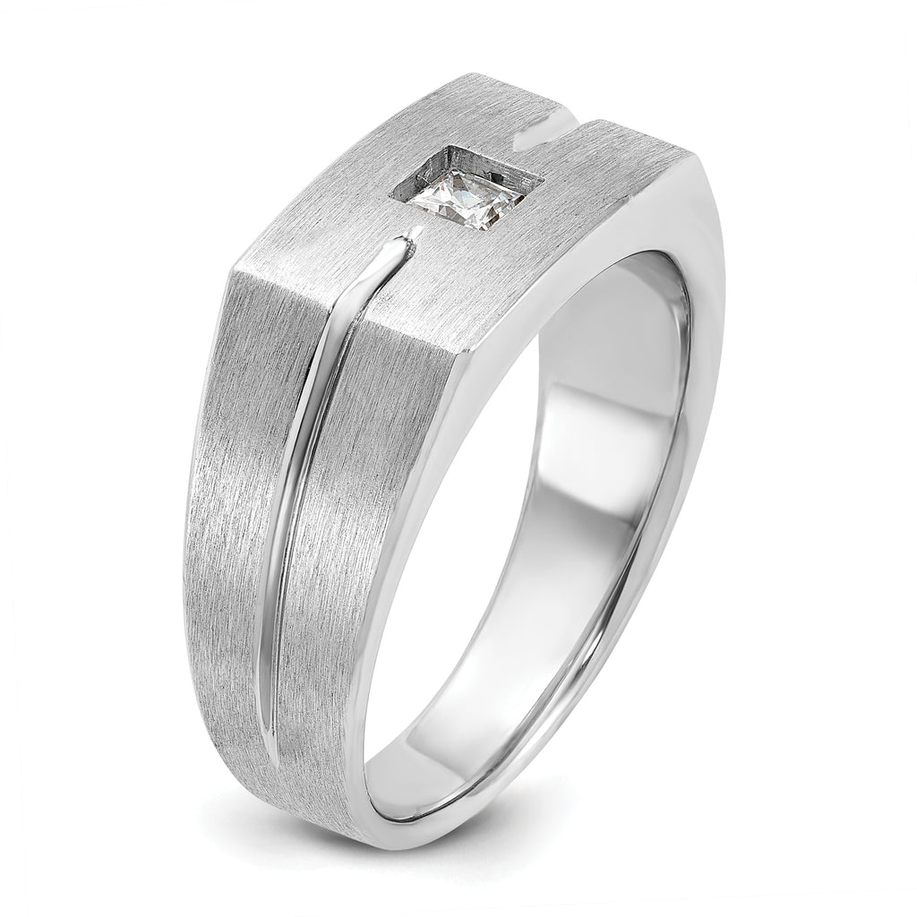 14k White Gold Mens Polished and Satin Diamond Ring Mounting, Mounting Only - Sophia Jewelers