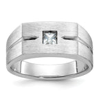 14k White Gold Mens Polished and Satin 1/4 carat Diamond Complete Ring - Sophia Jewelers
