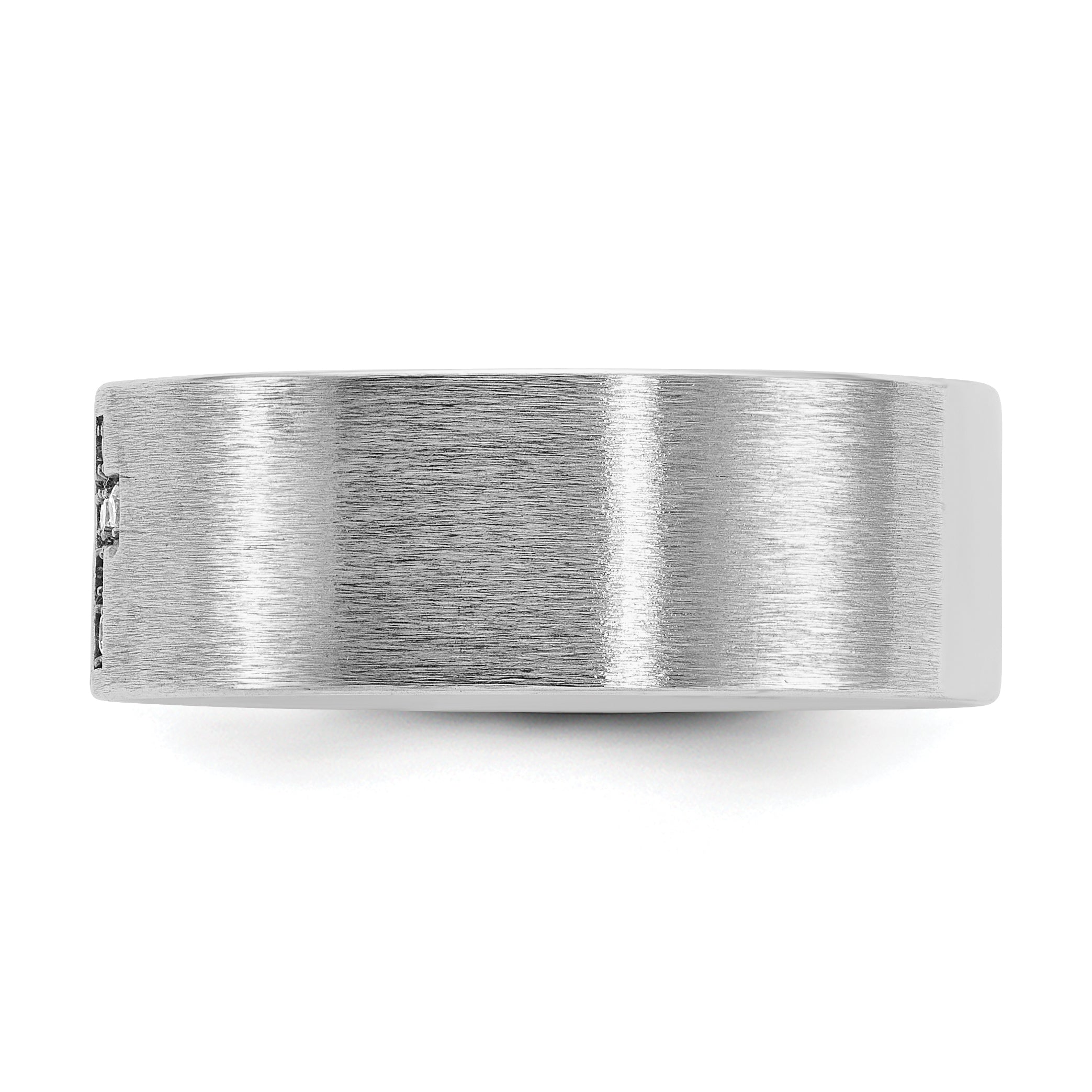 14k White Gold Satin Cross Mens Ring Mounting, Mounting Only - Sophia Jewelers