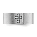 14k White Gold Men's Satin 1/20 Carat AA Quality Diamond Cross Ring - Sophia Jewelers