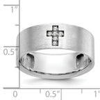 14k White Gold Men's Satin 1/20 Carat AA Quality Diamond Cross Ring - Sophia Jewelers