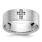 14k White Gold Men's Satin 1/20 Carat AA Quality Diamond Cross Ring - Sophia Jewelers