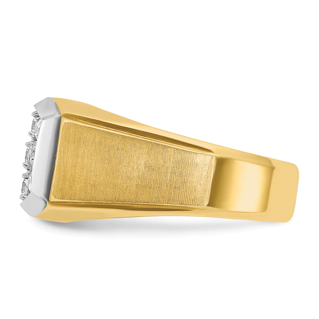 14k with White Rhodium Men's Polished and Satin 1 Carat AA Quality Diamond Cluster Ring - Sophia Jewelers