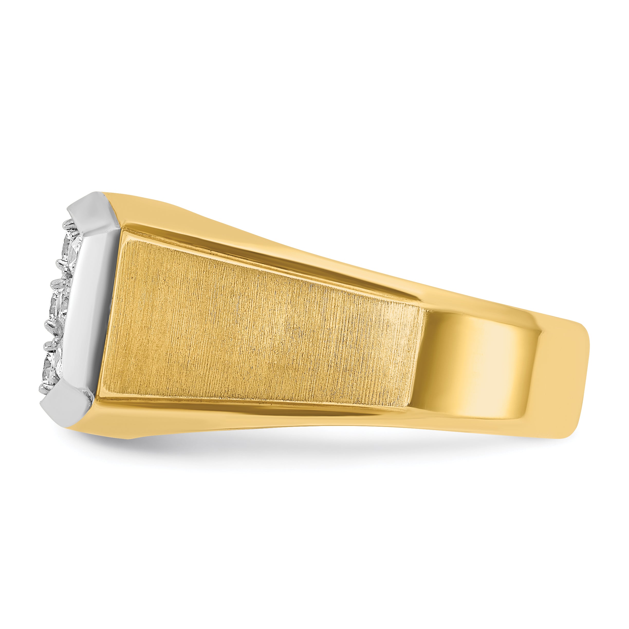 14k with White Rhodium Men's Polished and Satin 1 Carat AA Quality Diamond Cluster Ring - Sophia Jewelers