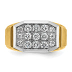 14k with White Rhodium Men's Polished and Satin 1 Carat AA Quality Diamond Cluster Ring - Sophia Jewelers