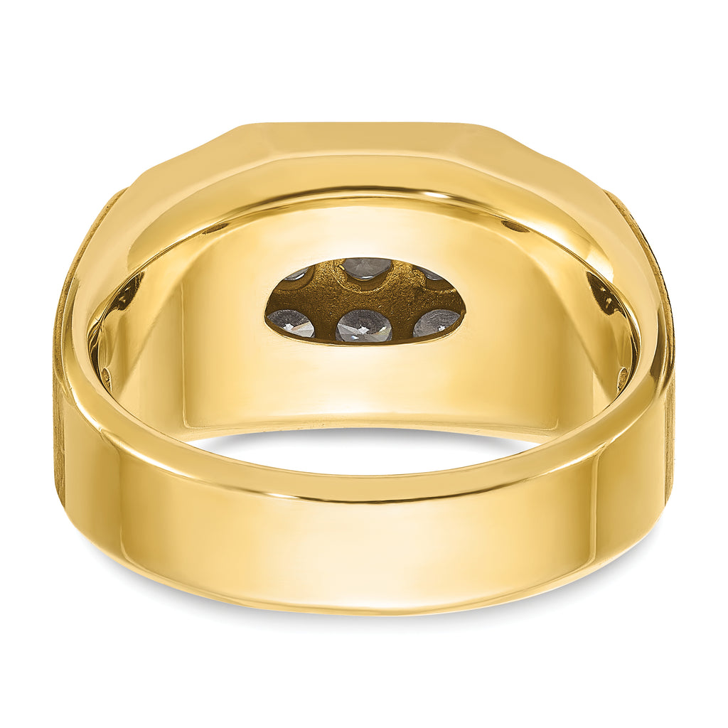 14k Mens Polished and Satin Cluster Ring Mounting, Mounting Only - Sophia Jewelers