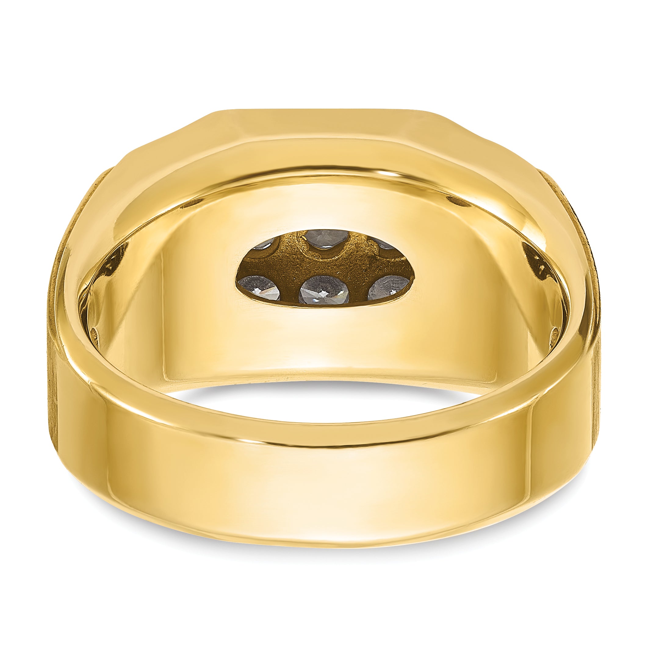 14k with White Rhodium Men's Polished and Satin 1 Carat AA Quality Diamond Cluster Ring - Sophia Jewelers