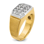 14k with White Rhodium Men's Polished and Satin 1 Carat AA Quality Diamond Cluster Ring - Sophia Jewelers