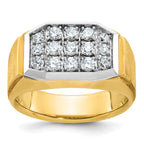 14k Mens Polished and Satin Cluster Ring Mounting, Mounting Only - Sophia Jewelers