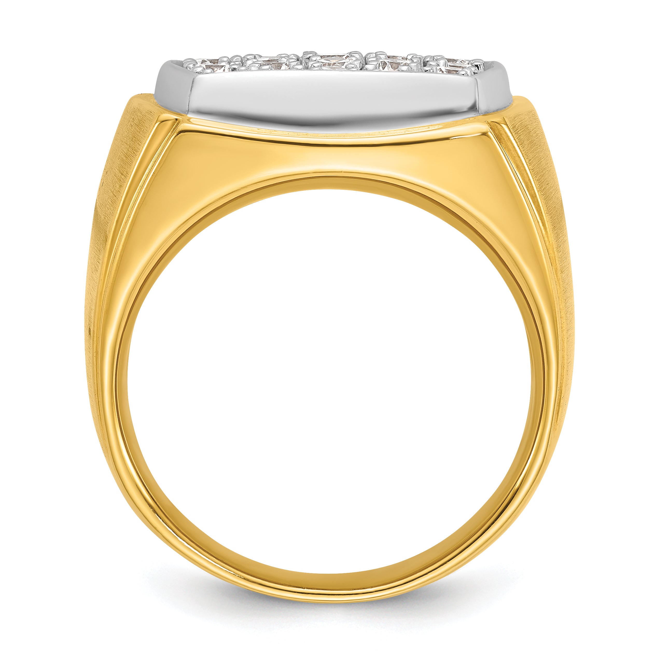 10k Two-tone Men's Polished and Satin 1 5/8 Carat A Quality Diamond Cluster Ring