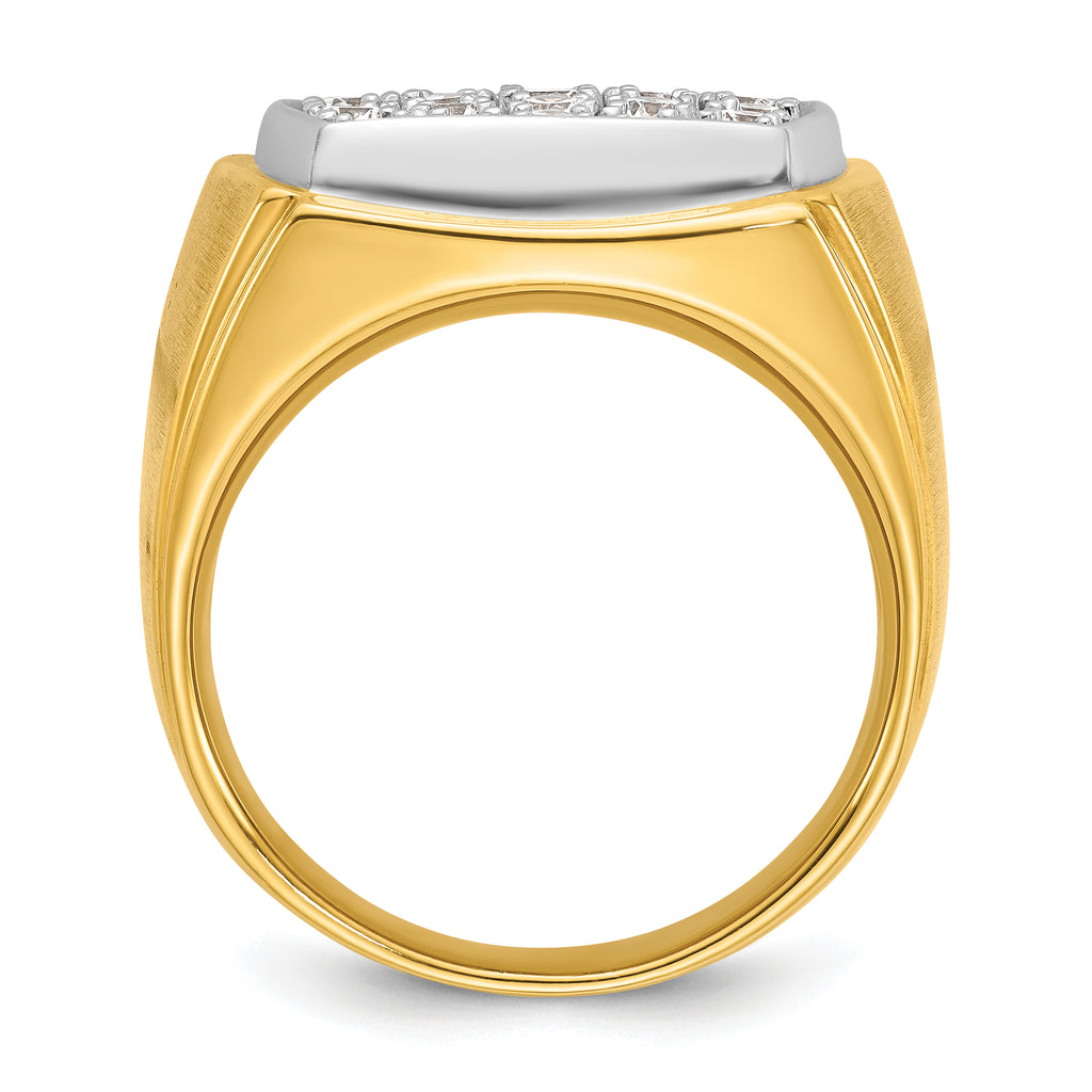 10k Two-tone Men's Polished and Satin 1 5/8 Carat A Quality Diamond Cluster Ring