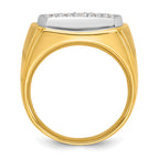 10k Two-tone Men's Polished and Satin 1 5/8 Carat A Quality Diamond Cluster Ring