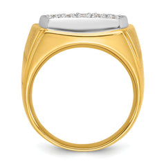 10k Two-tone Men's Polished and Satin 1 5/8 Carat A Quality Diamond Cluster Ring