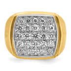 10k Two-tone Men's Polished and Satin 1 5/8 Carat A Quality Diamond Cluster Ring
