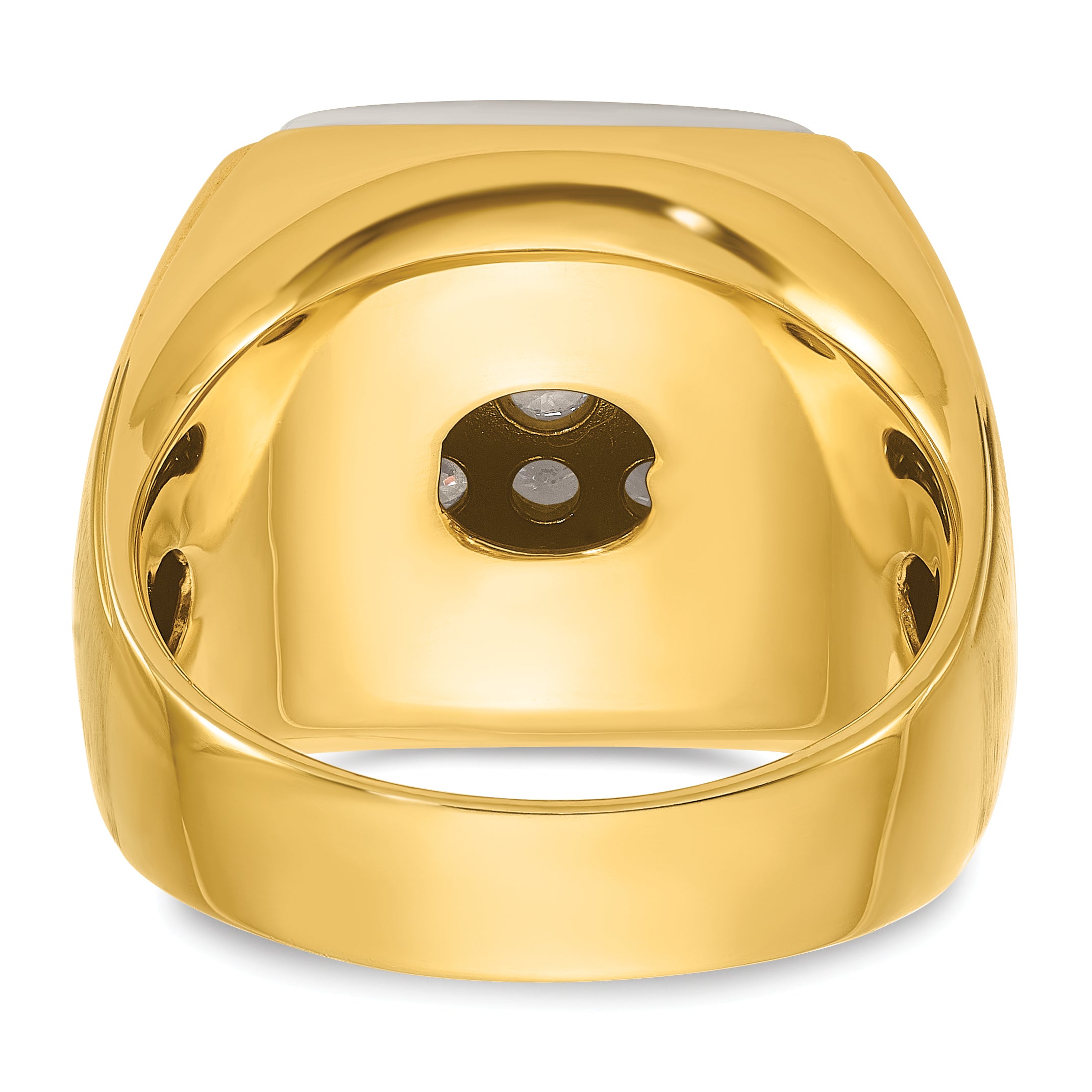 10k Two-tone Men's Polished and Satin 1 5/8 Carat A Quality Diamond Cluster Ring