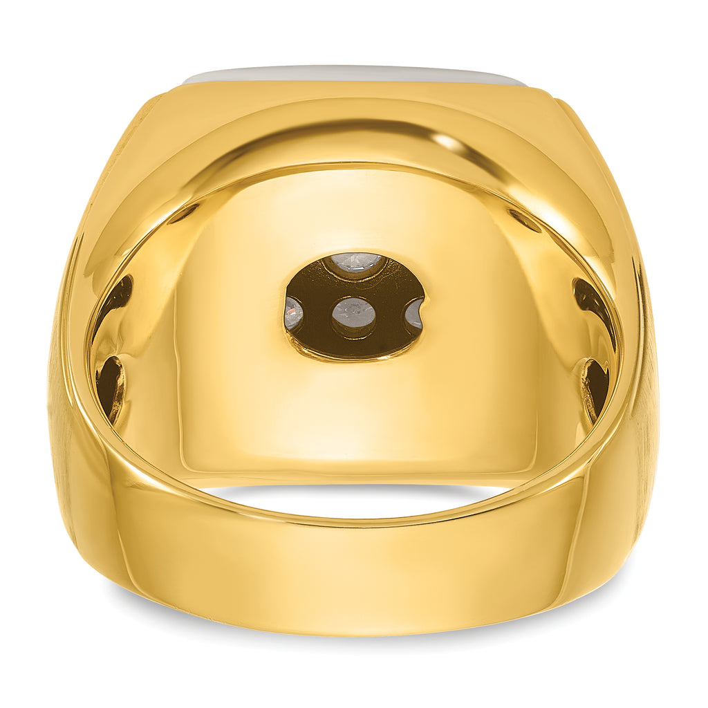 10k Two-tone Men's Polished and Satin 1 5/8 Carat A Quality Diamond Cluster Ring