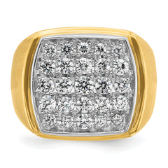 14k Two Tone 1 3/4 carat Lab Grown Diamond VS/SI+ G+ Complete Men's Polished and Satin Cluster Ring