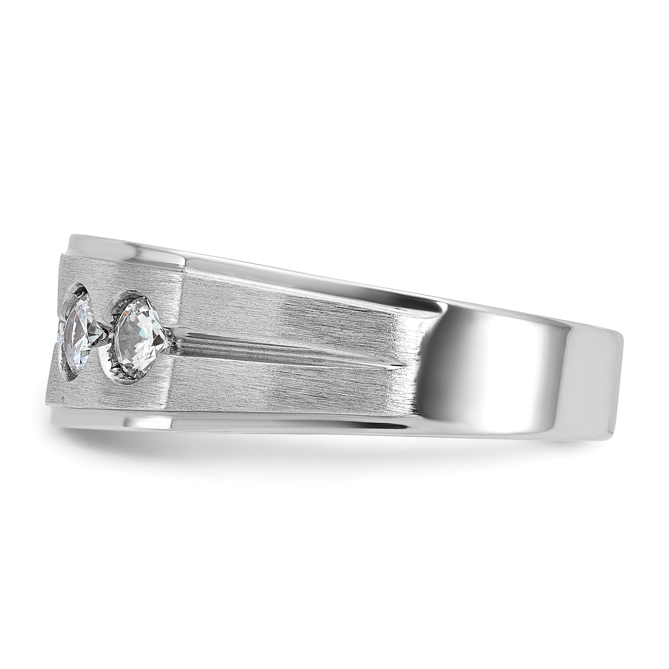 14k White Gold Mens Polished and Satin Diamond Ring Mounting, Mounting Only - Sophia Jewelers