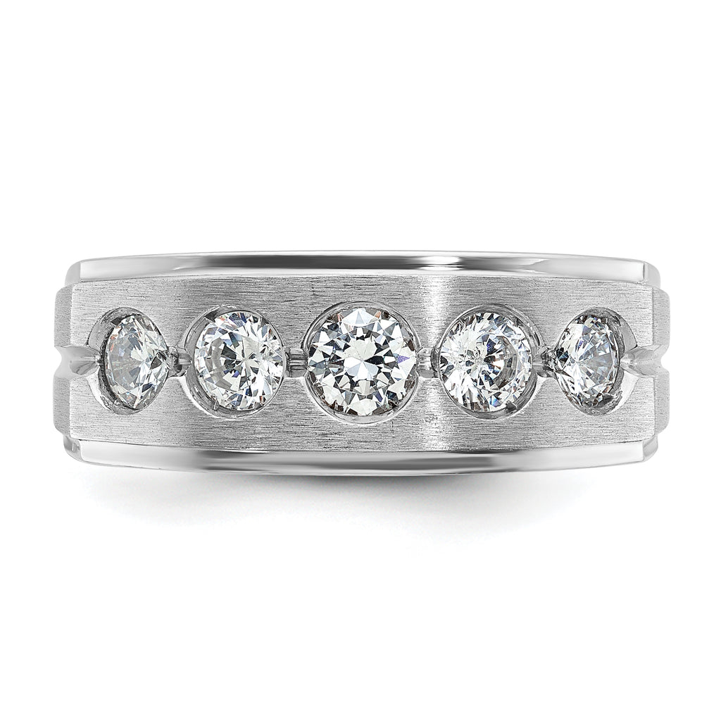 14k White Gold Mens Polished and Satin Diamond Ring Mounting, Mounting Only - Sophia Jewelers