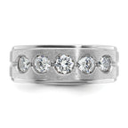 14k White Gold Mens Polished and Satin Diamond Ring Mounting, Mounting Only - Sophia Jewelers