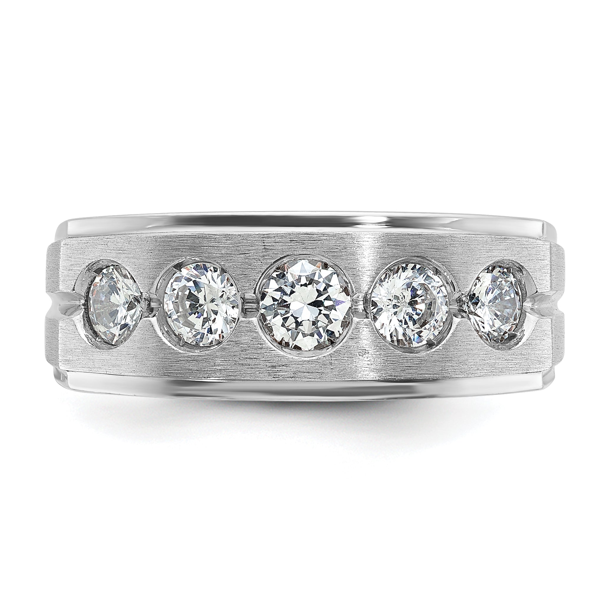 14k White Gold Mens Polished and Satin Diamond Ring Mounting, Mounting Only - Sophia Jewelers