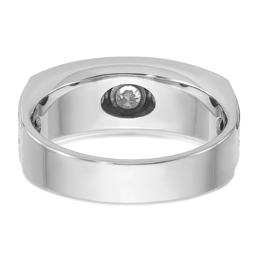 14k White Gold Mens Polished and Satin Diamond Ring Mounting, Mounting Only - Sophia Jewelers