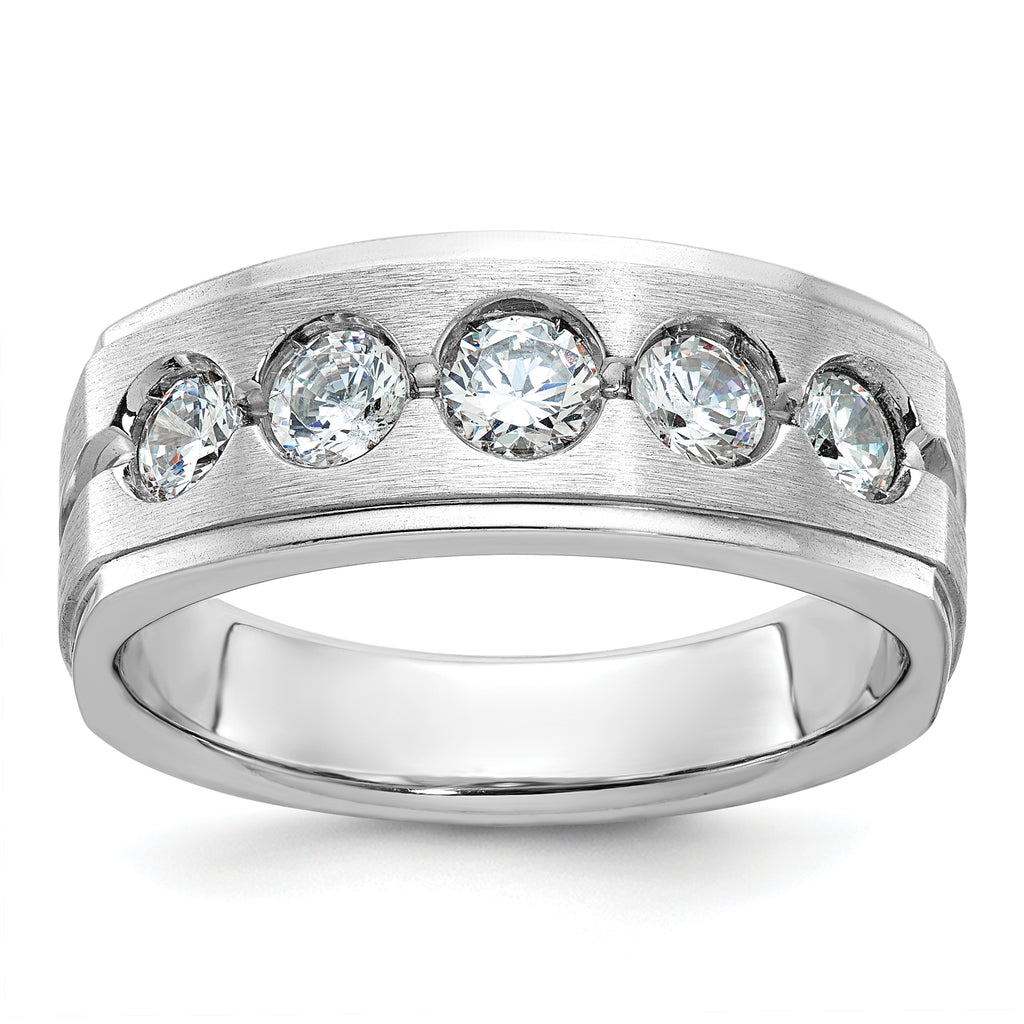 14k White Gold Mens Polished and Satin Diamond Ring Mounting, Mounting Only - Sophia Jewelers