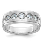 14k White Gold Mens Polished and Satin Diamond Ring Mounting, Mounting Only - Sophia Jewelers