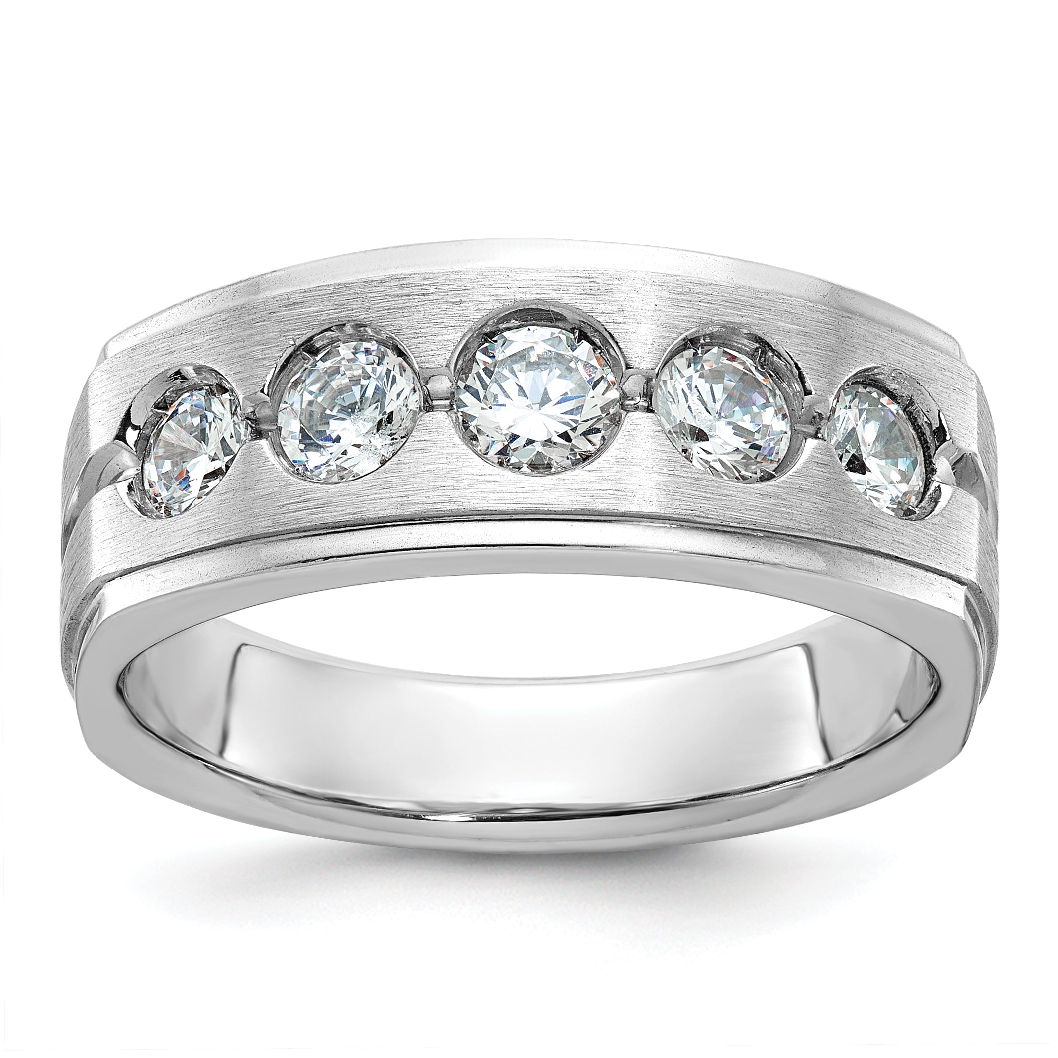 14k White Gold Mens Polished and Satin Diamond Ring Mounting, Mounting Only - Sophia Jewelers