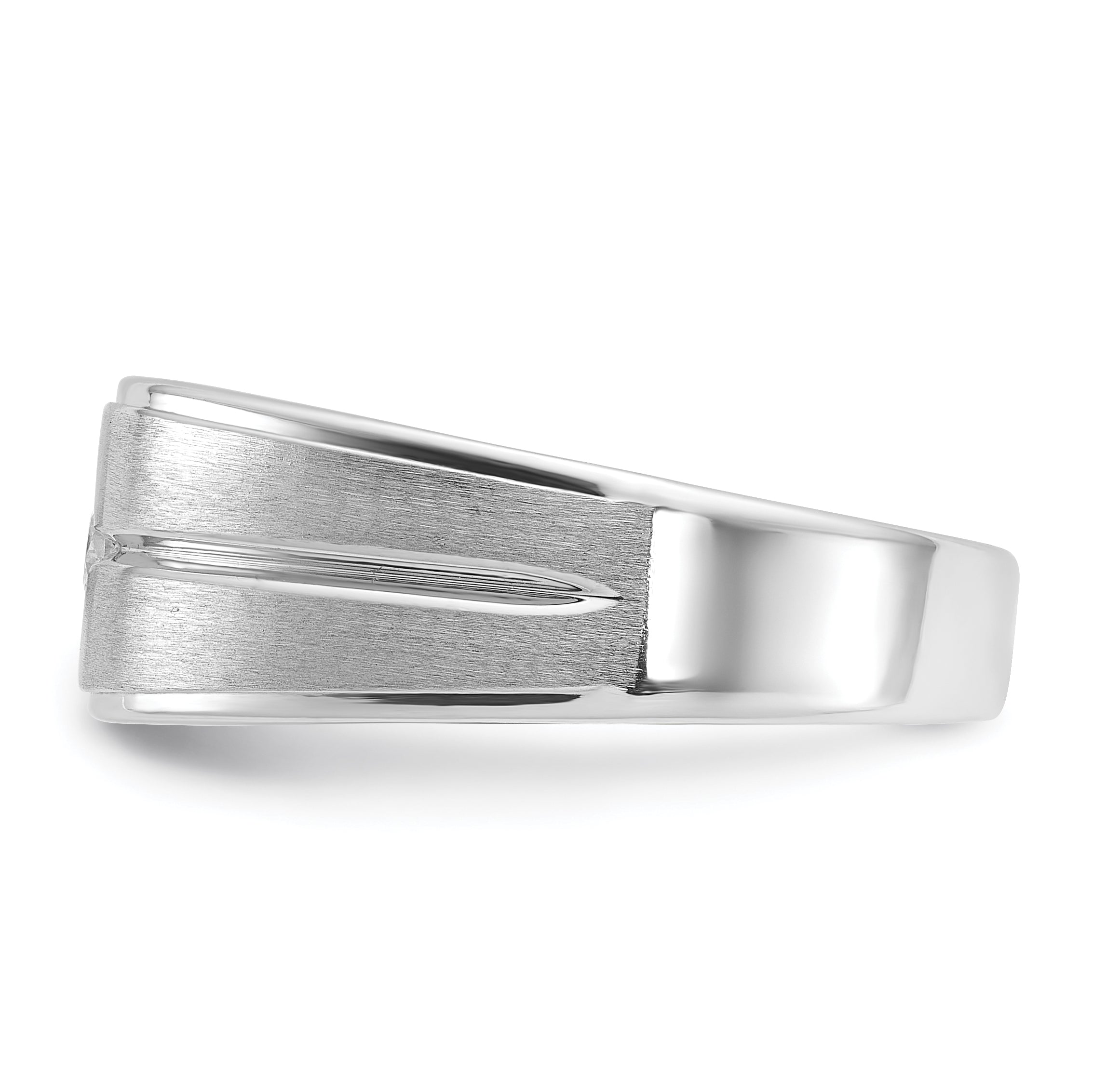14k White Gold Mens Polished and Satin Diamond Ring Mounting, Mounting Only - Sophia Jewelers