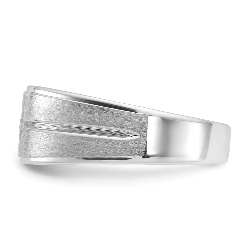 14k White Gold Mens Polished and Satin 1/5 carat Diamond Complete Ring - Sophia Jewelers