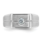 14k White Gold Mens Polished and Satin 1/5 carat Diamond Complete Ring - Sophia Jewelers