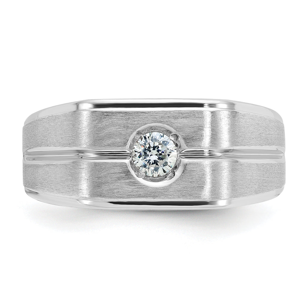 14k White Gold Mens Polished and Satin Diamond Ring Mounting, Mounting Only - Sophia Jewelers