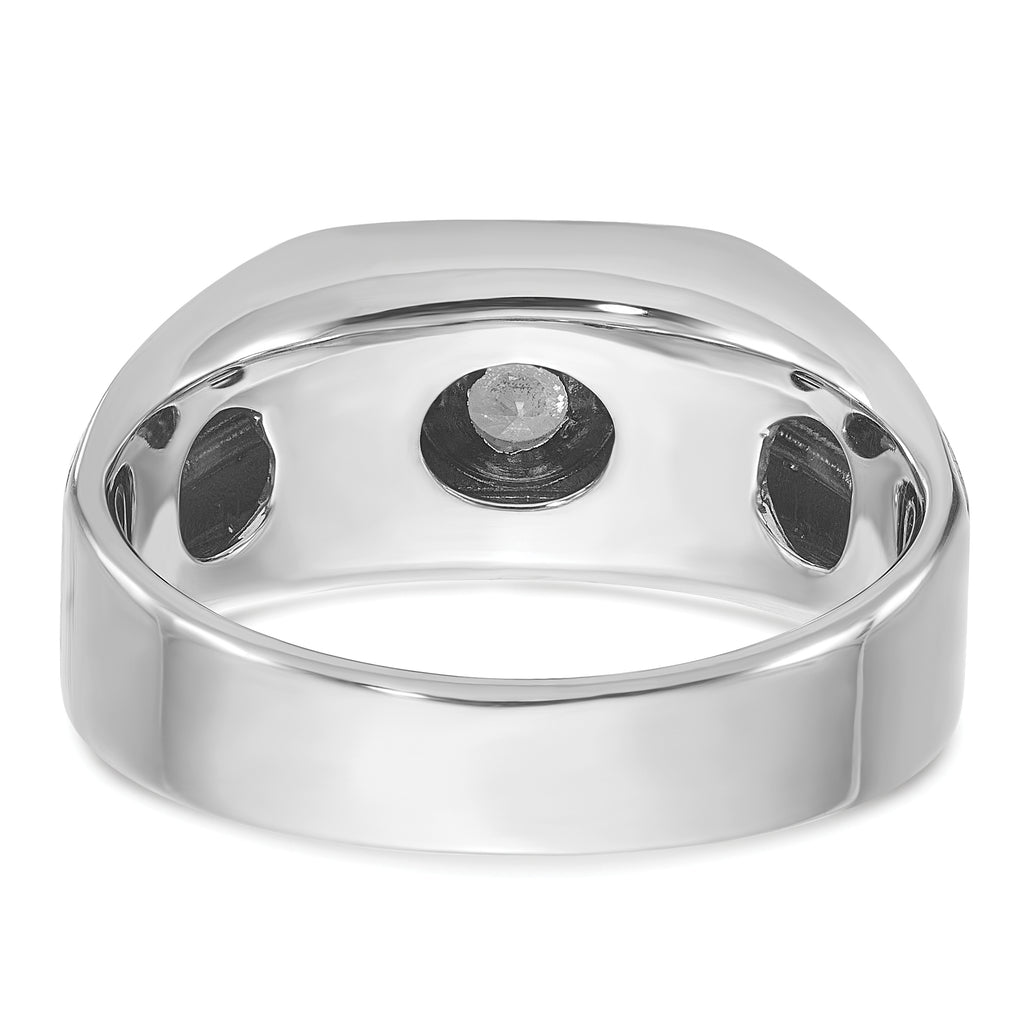 14k White Gold Mens Polished and Satin 1/5 carat Diamond Complete Ring - Sophia Jewelers